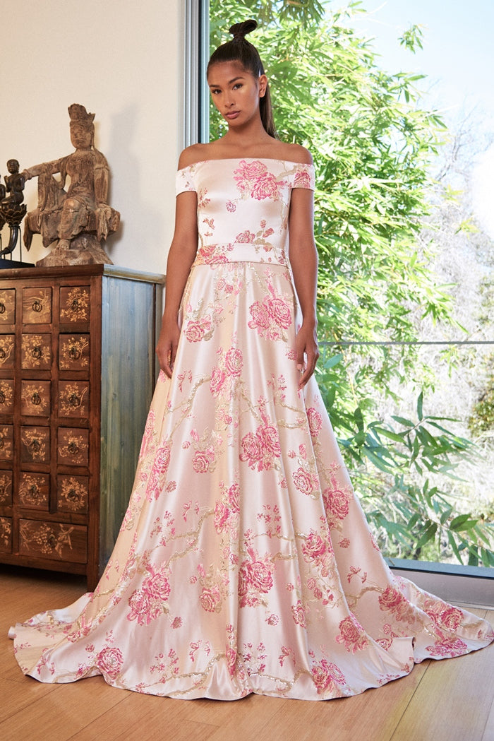 Blossom Off Shoulder Floral Gown