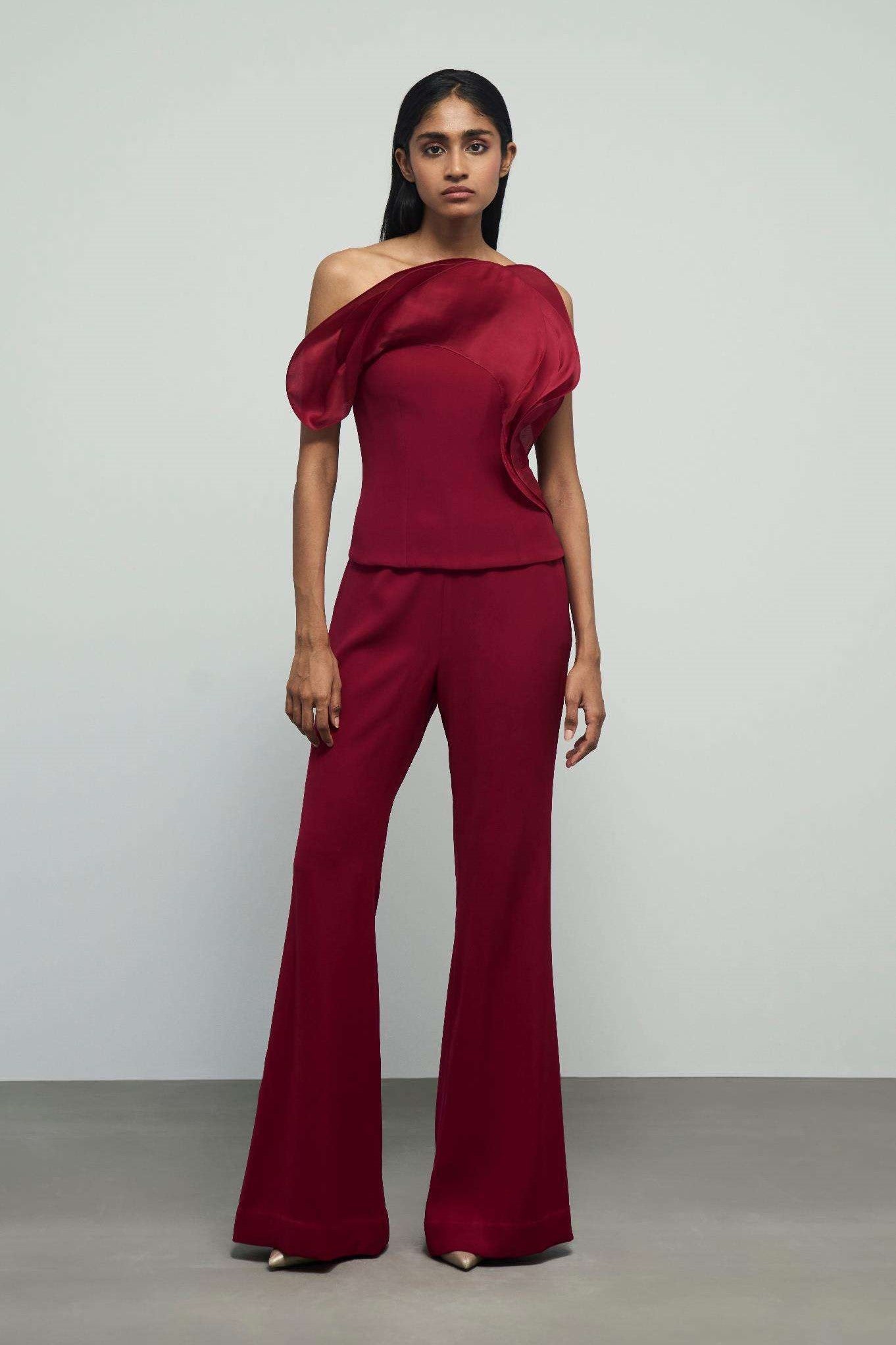 Wave Ruffle Top with Trouser