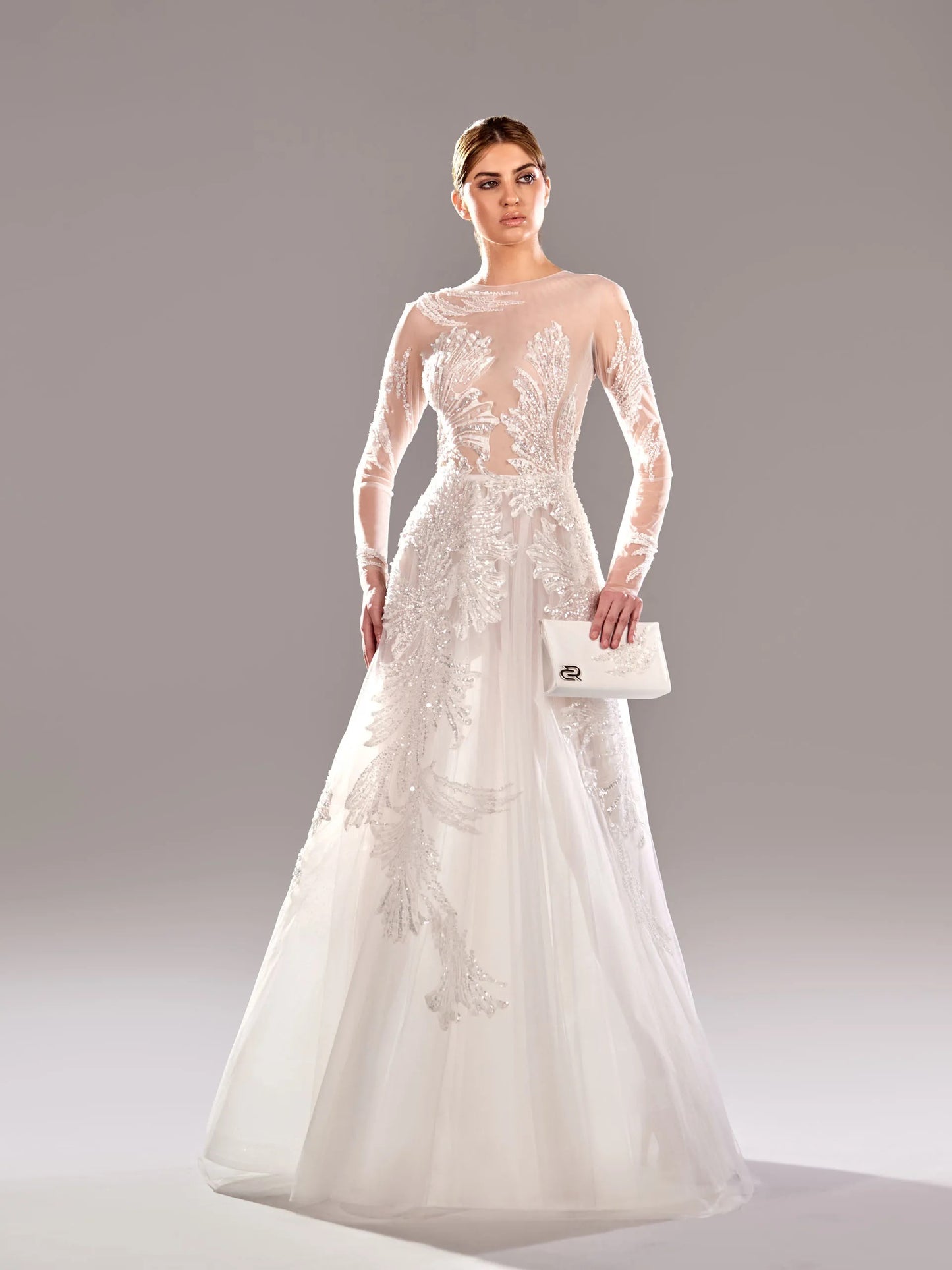 Beaded Embroidered Illusion Gown