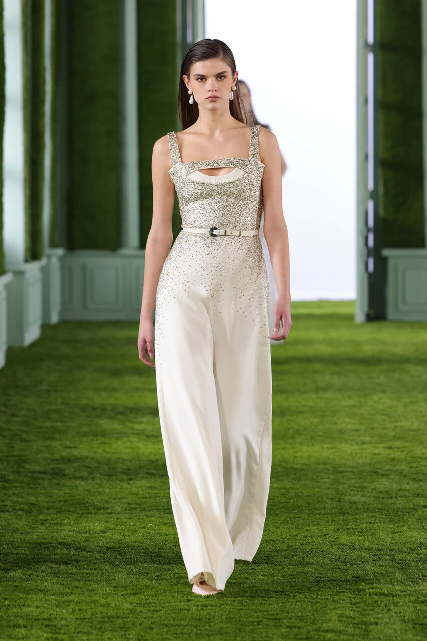 Crepe Jumpsuit with Beading