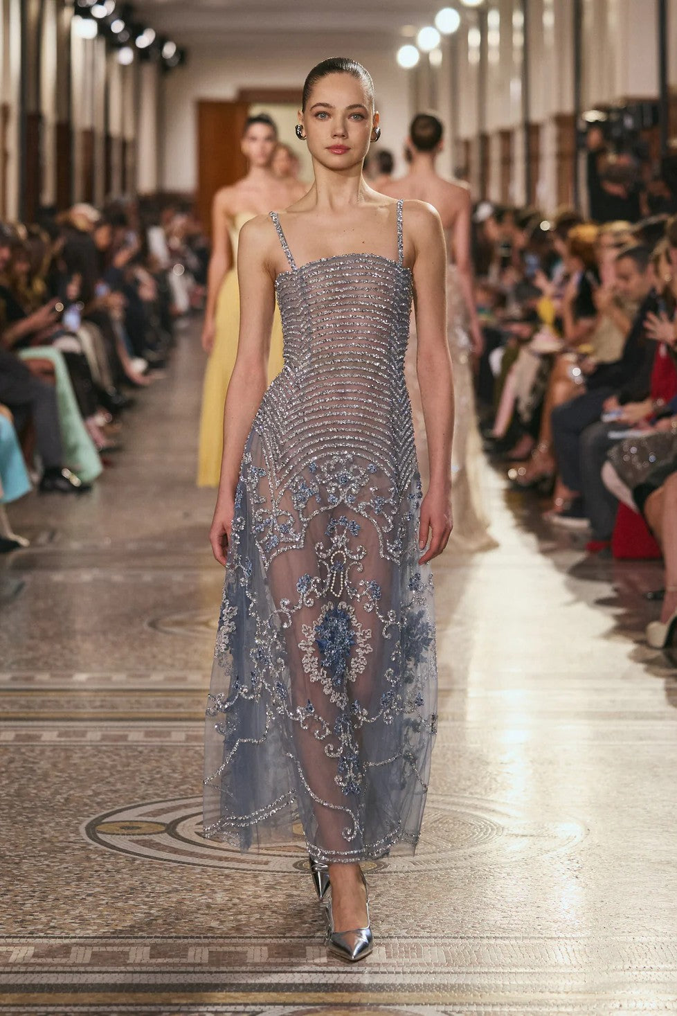 Sequined Sheer Maxi Dress