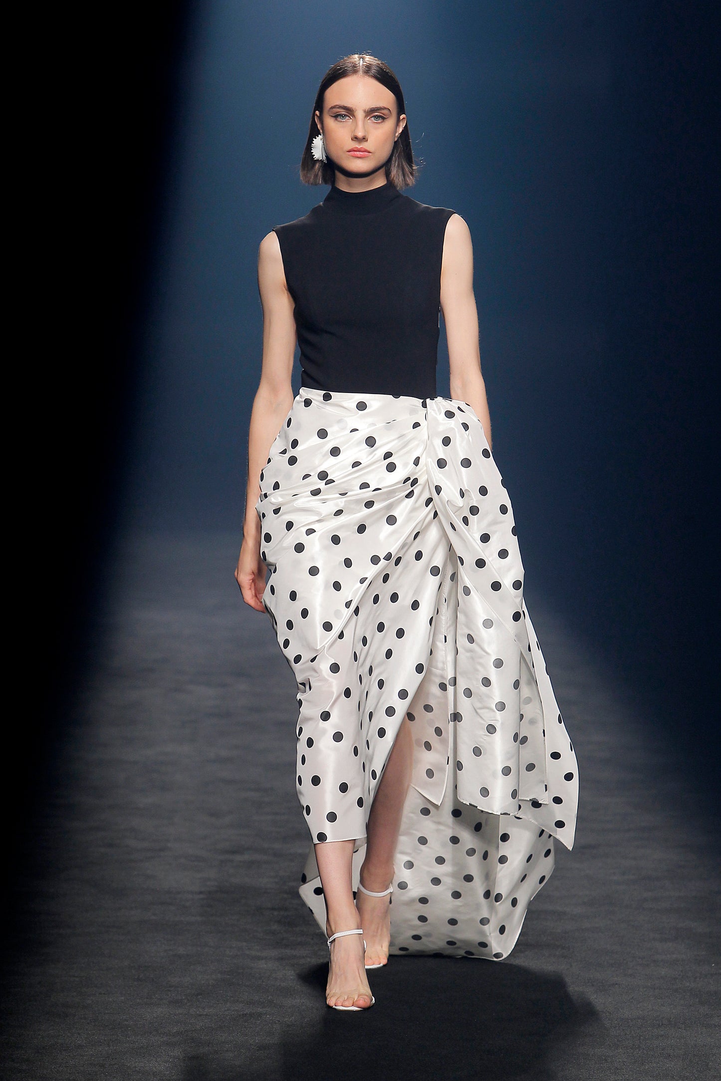 Cagli Sleeveless Polka-Dotted Slit Gown