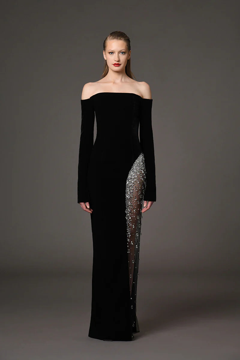 Embroidered High Slit Dress