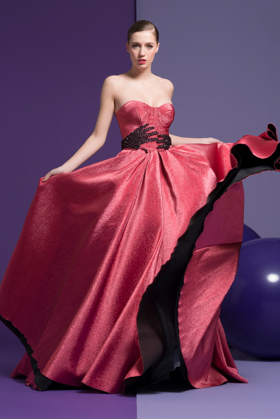 Embroidered Strapless Ceciles Gown