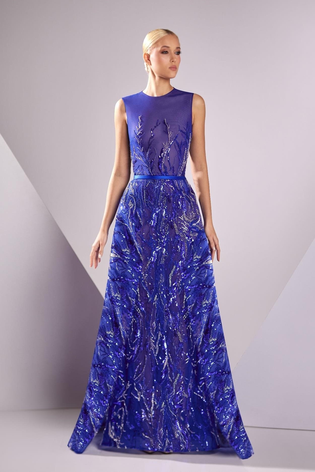 Handmade Embroidered Gown with Overskirt