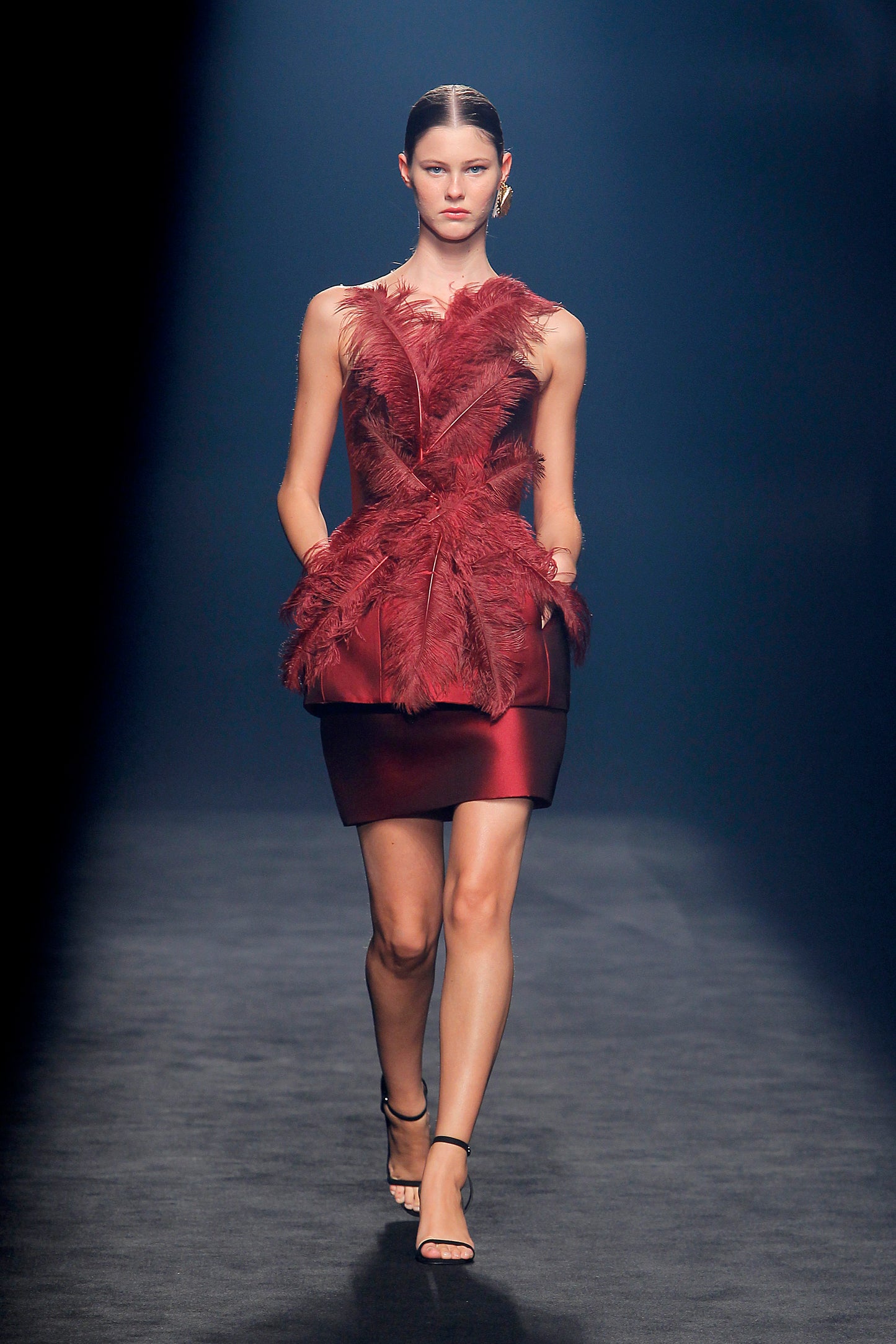 Capeci Strapless Feathered Top and Skirt