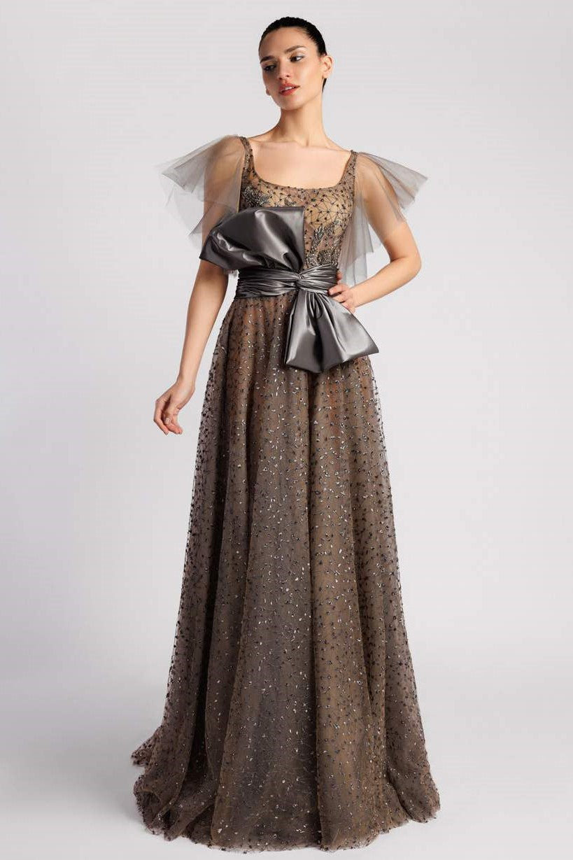 Tulle Embroidered Sleeveless Gown