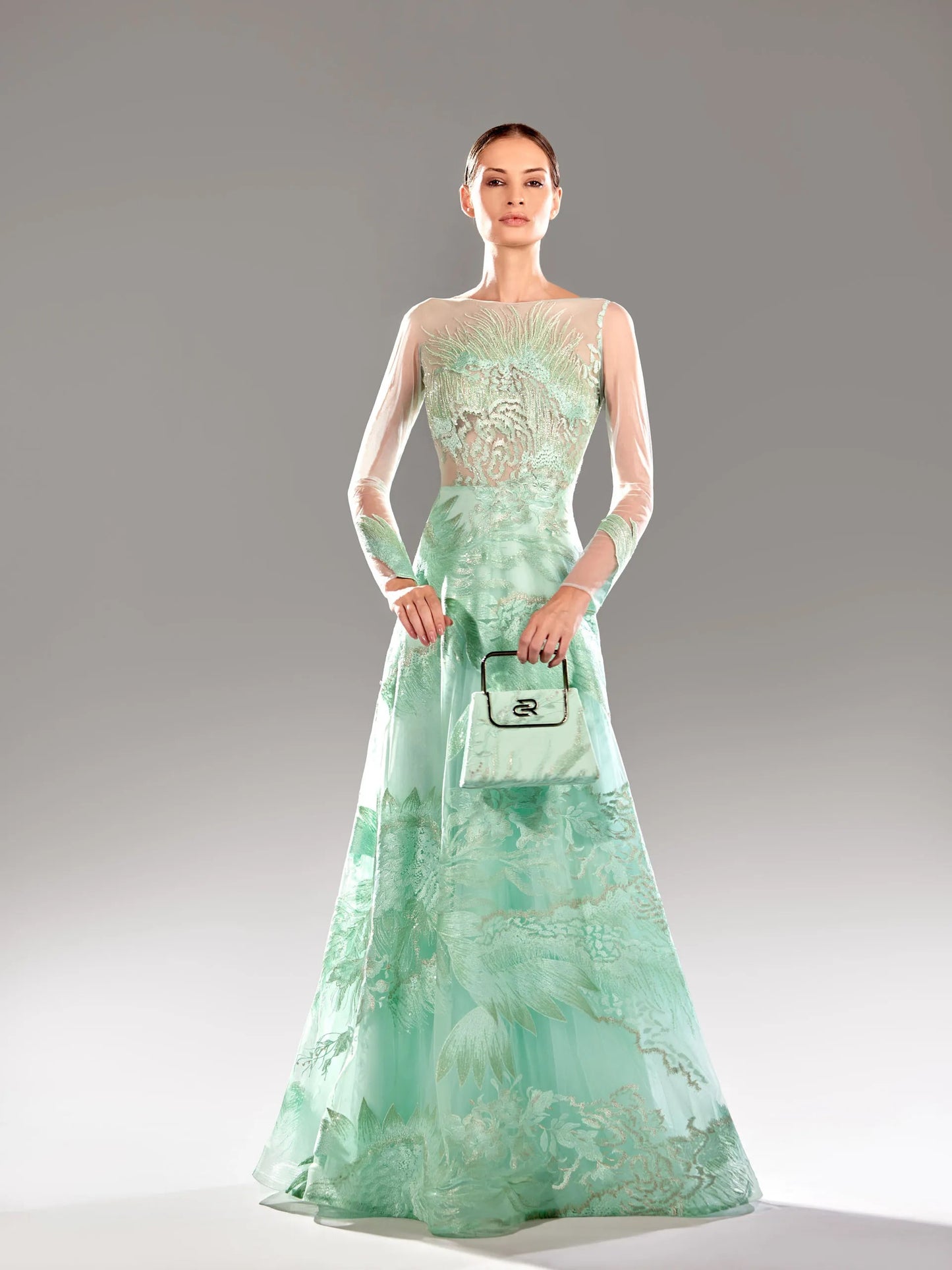 Long Sleeve Silk Thread Gown