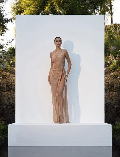One Shoulder Draped Gown
