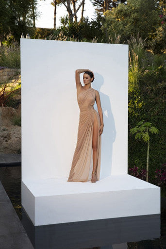 One Shoulder Draped Gown