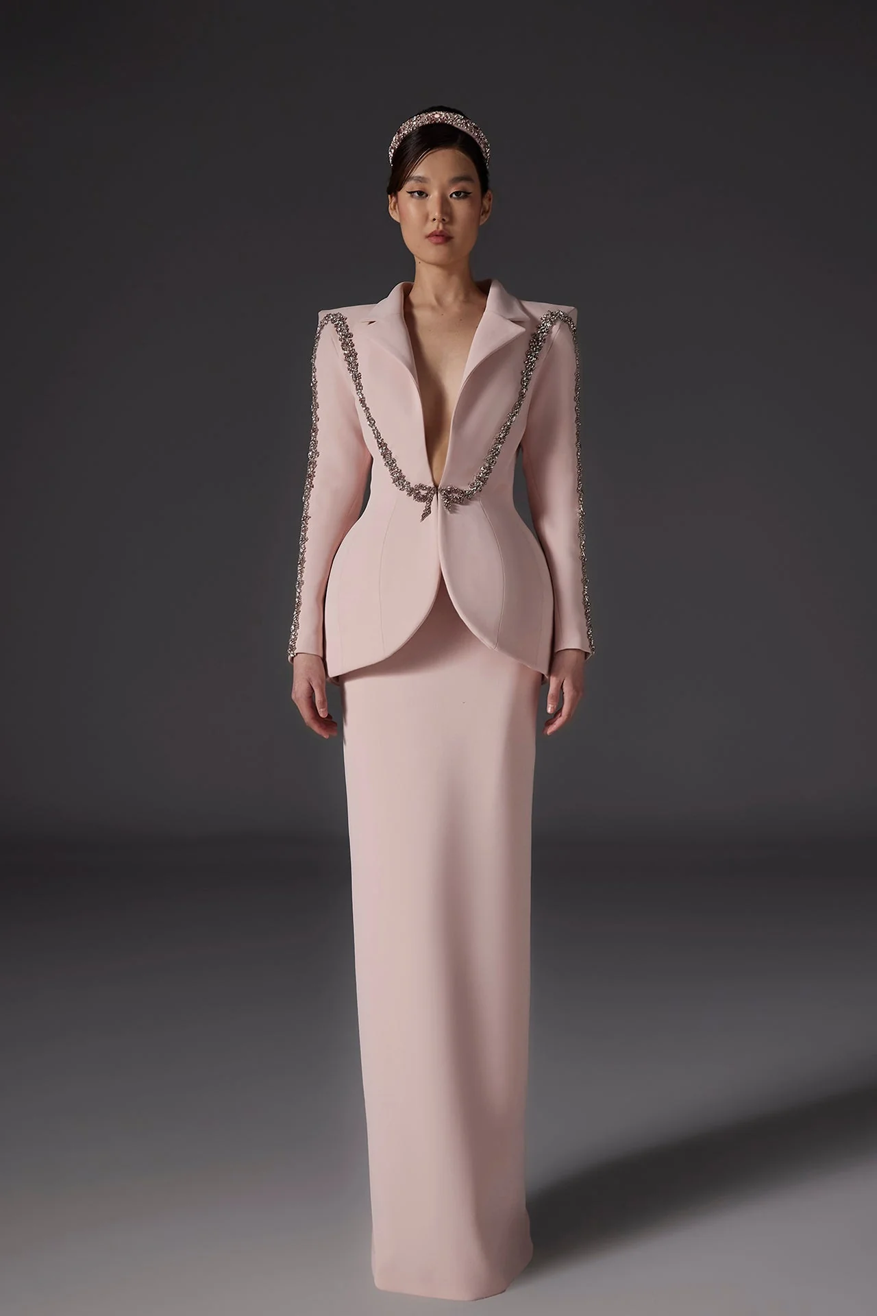 Embroidered Jacket with Pencil Skirt