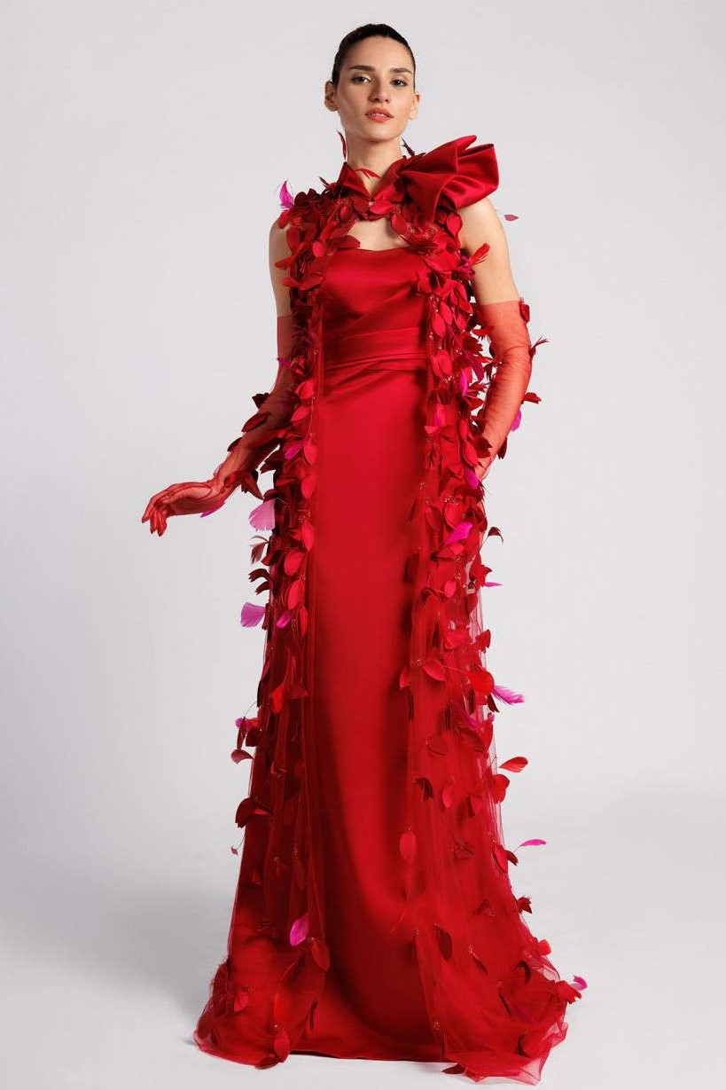 Satin Duchess Gown with Kaftan