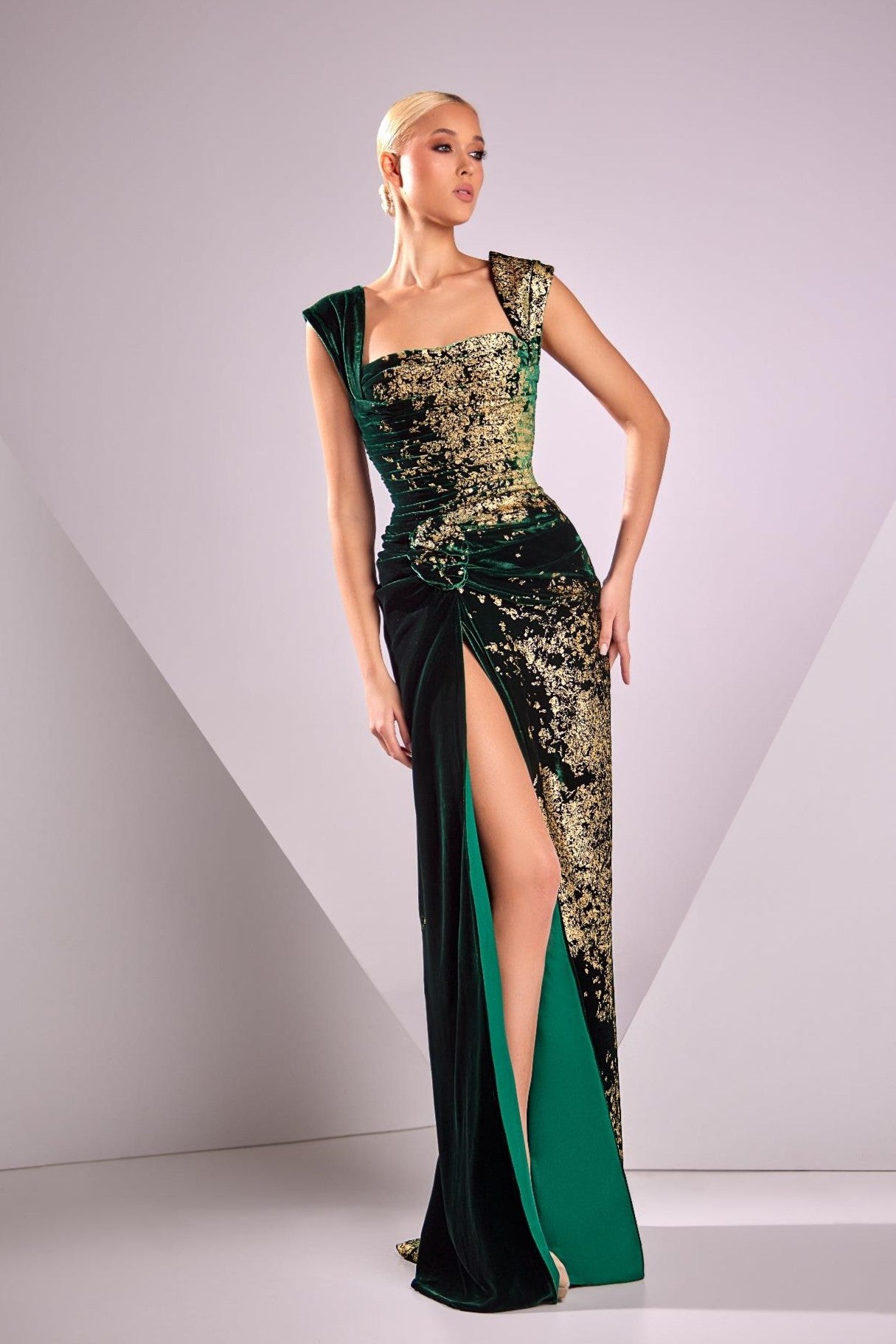 Velvet Devoré Cap Sleeve Gown