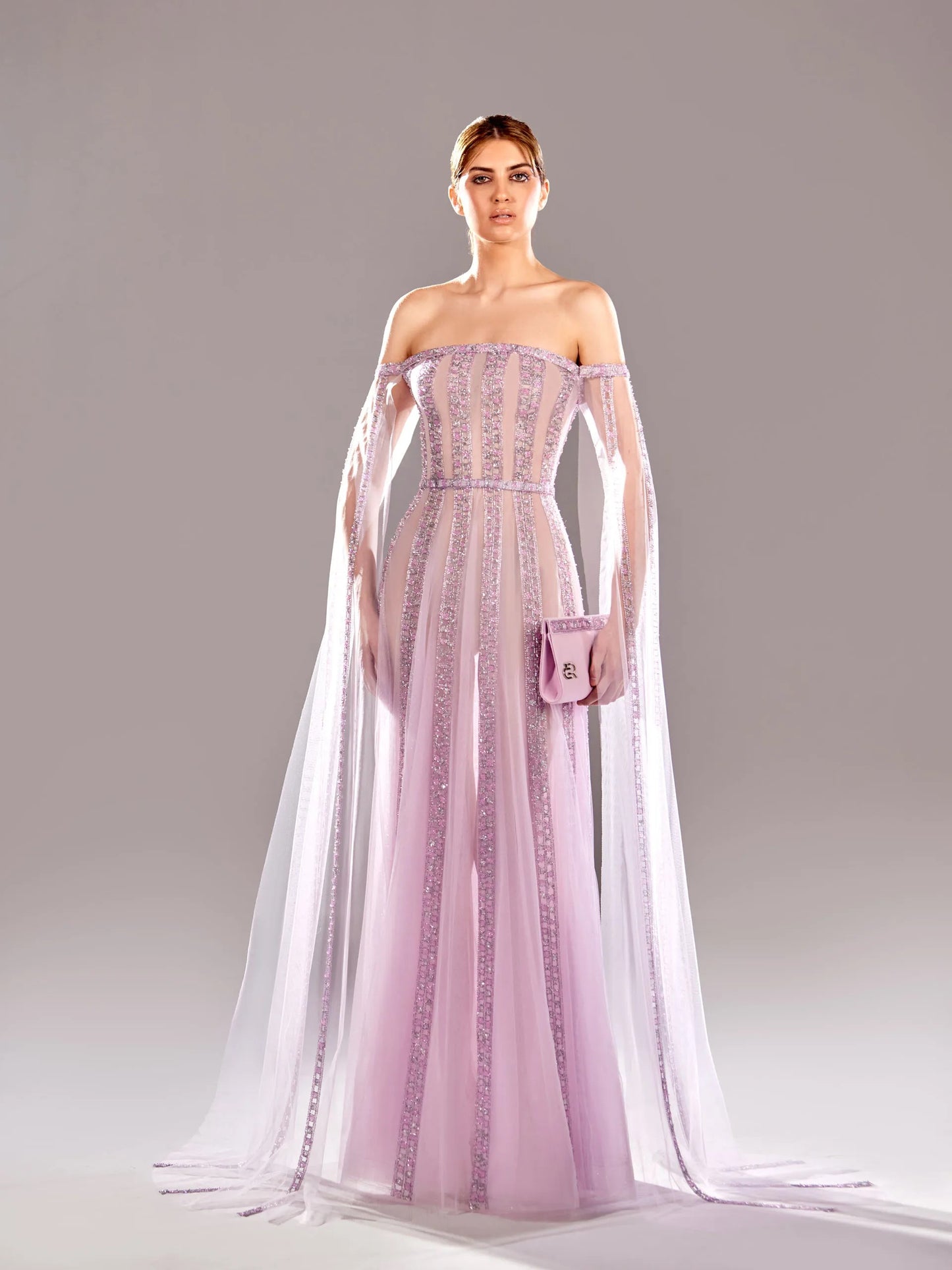 Off-Shoulder Draped Sleeve Dress