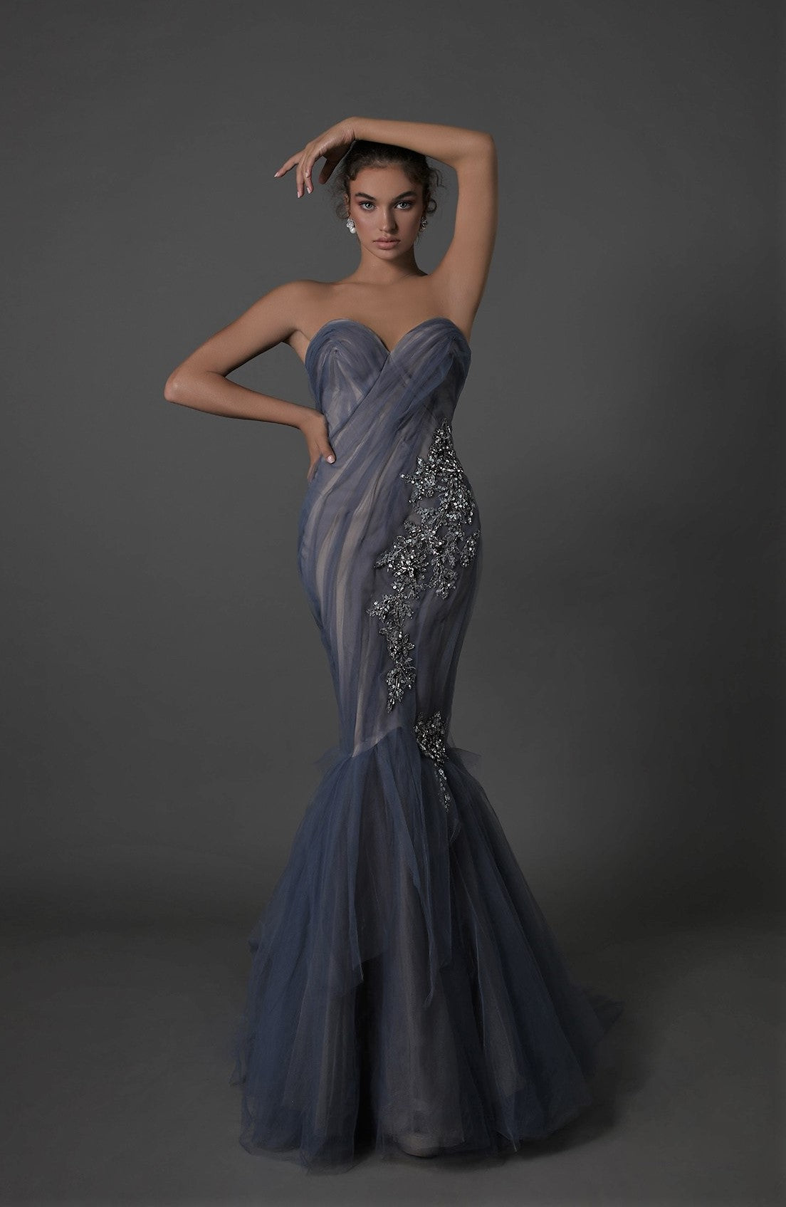Strapless Tulle Mermaid Gown