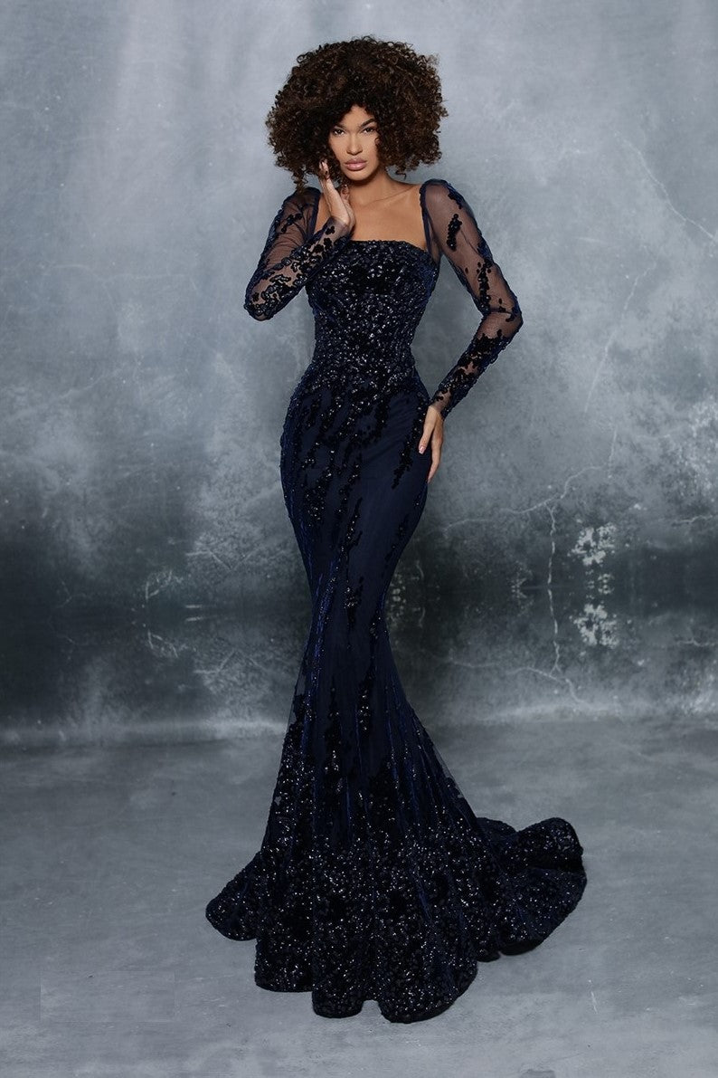 Basilio Embellished Mermaid Gown