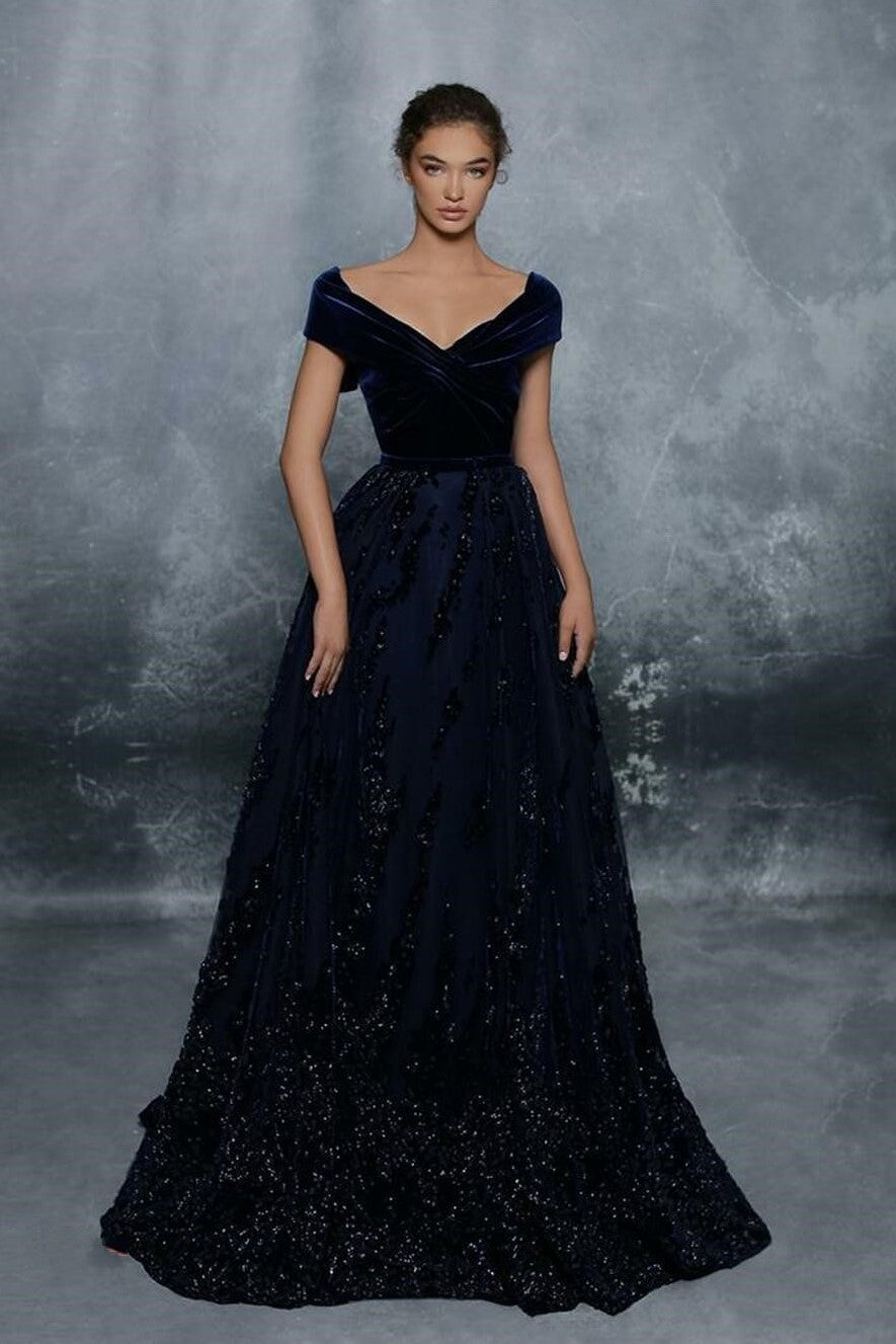 Cap Sleeve Tulle A-Line Gown