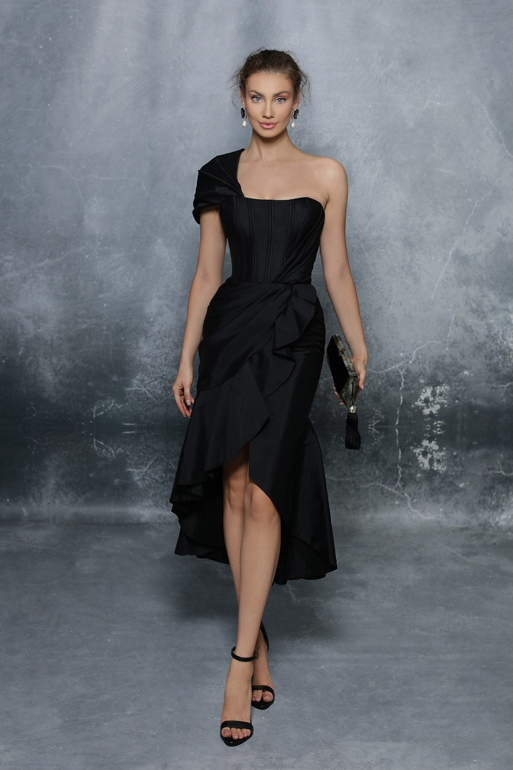 Ruffle Skirt One Shoulder Dress