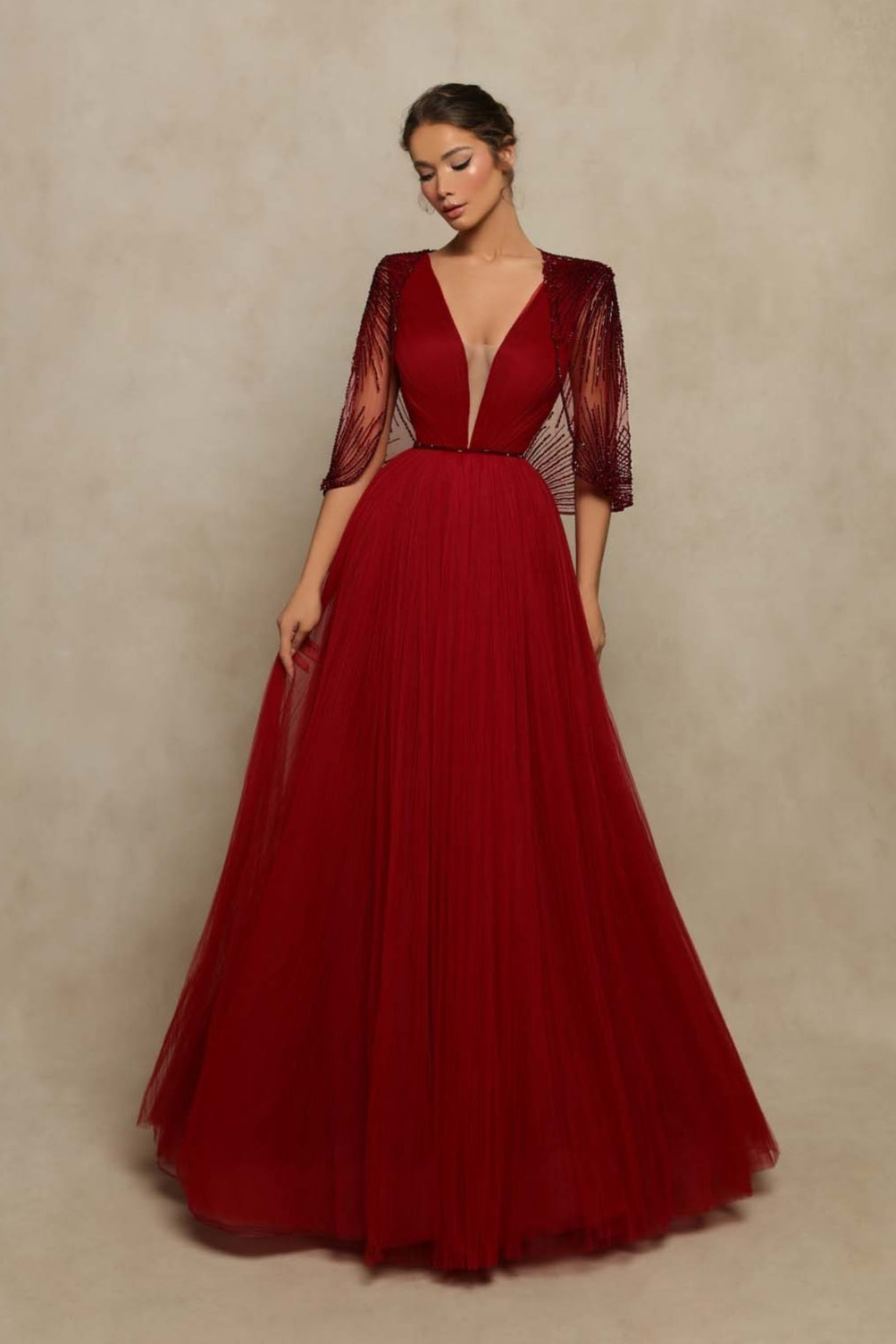 Aida Burgundy Gown