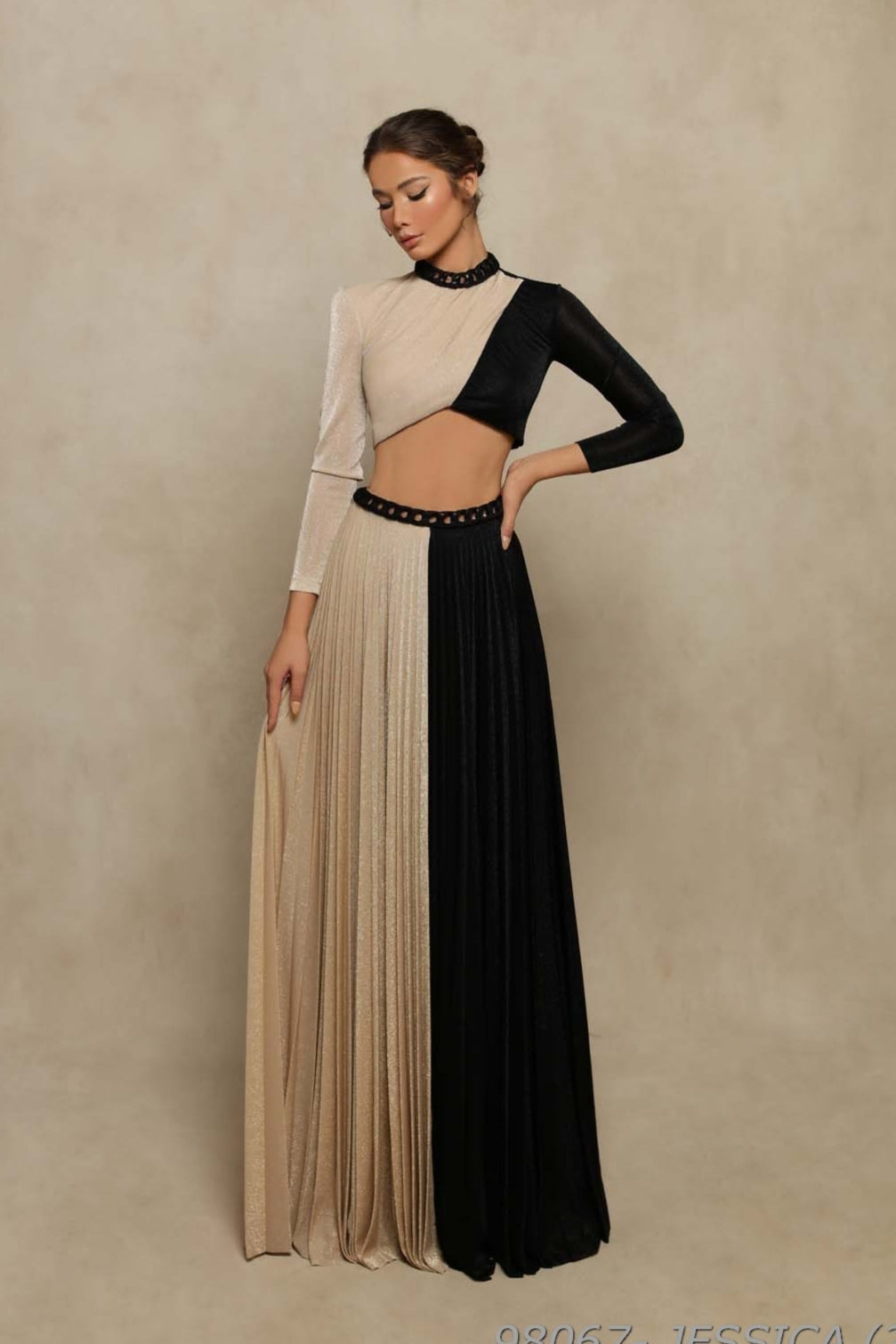 Long Sleeve Two Piece Gown