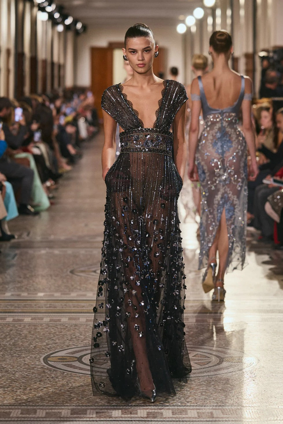 Sequin Tulle Evening Gown