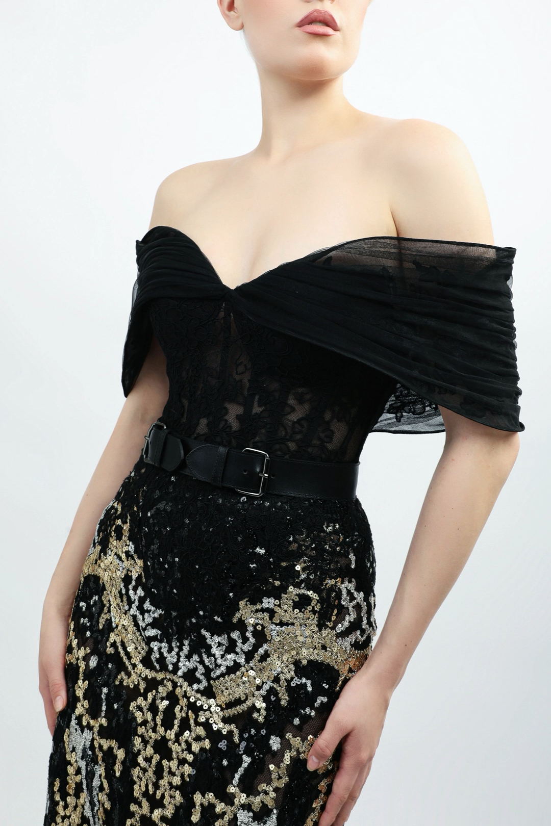 Off-Shoulder Lace Gown