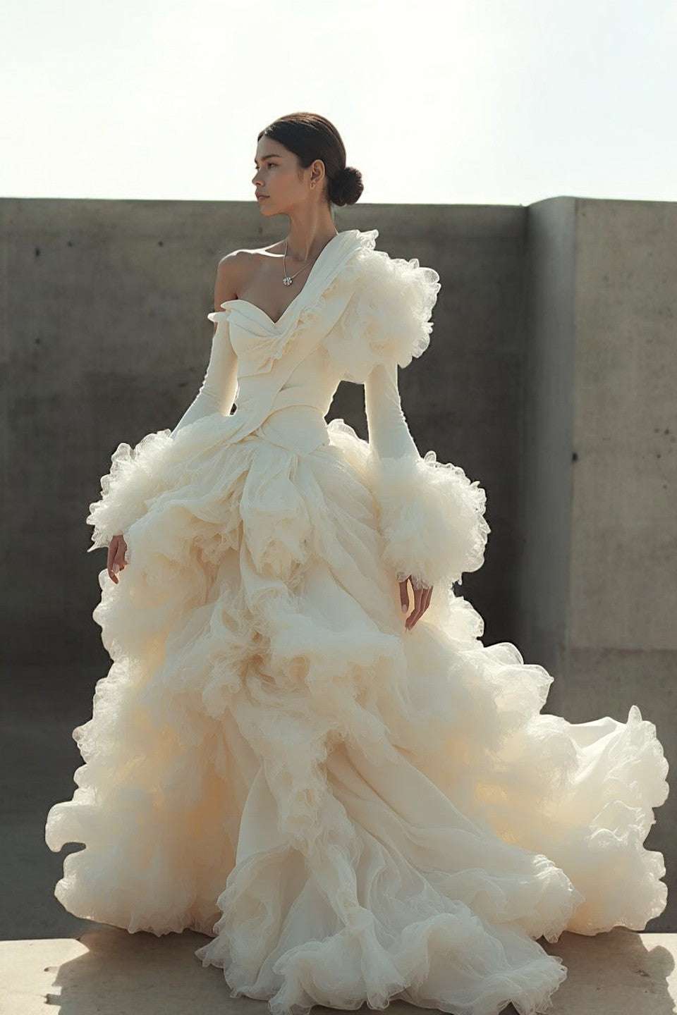 Multi Media Shirred Gown