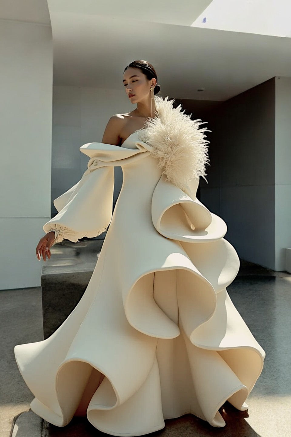 Off Shoulder Sculpt Gown