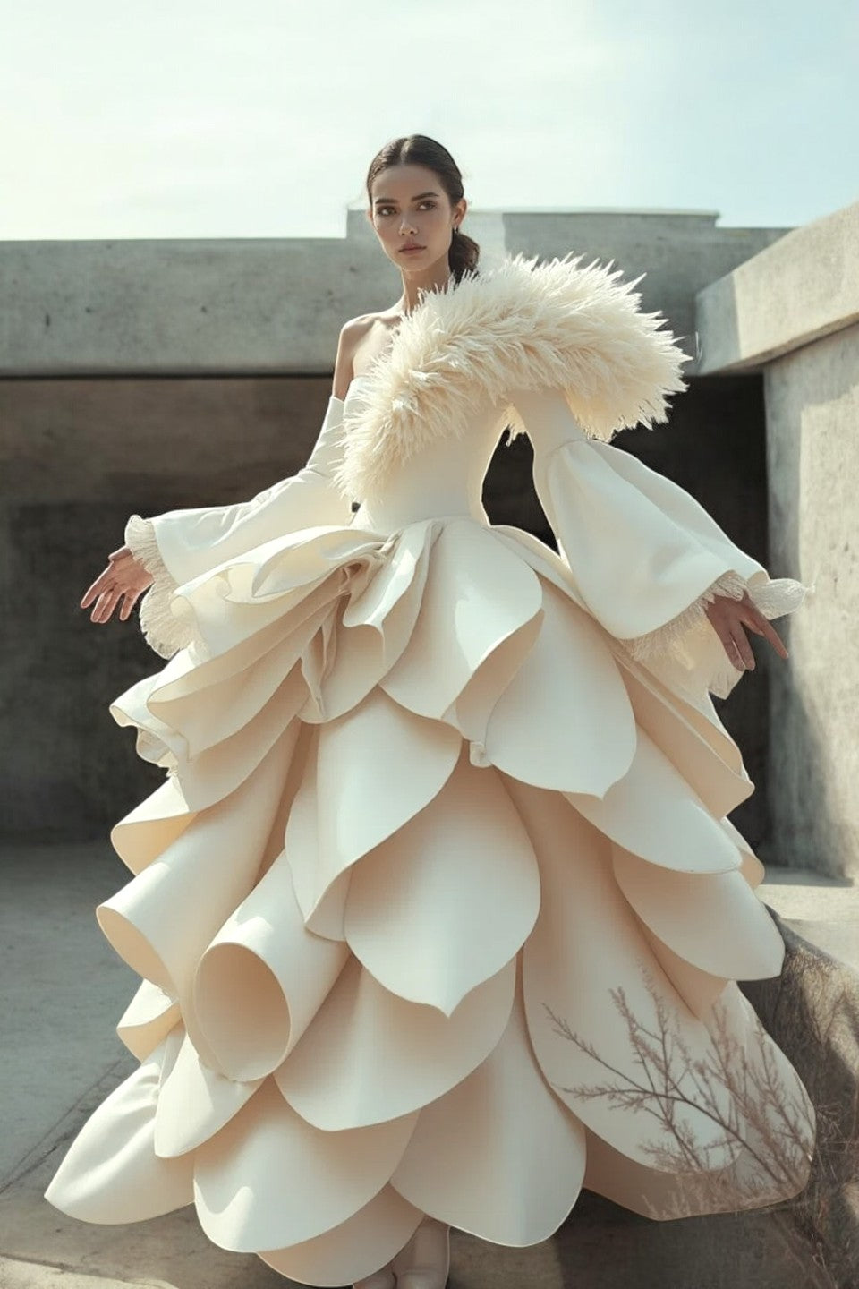 Long Sleeve Petal Gown