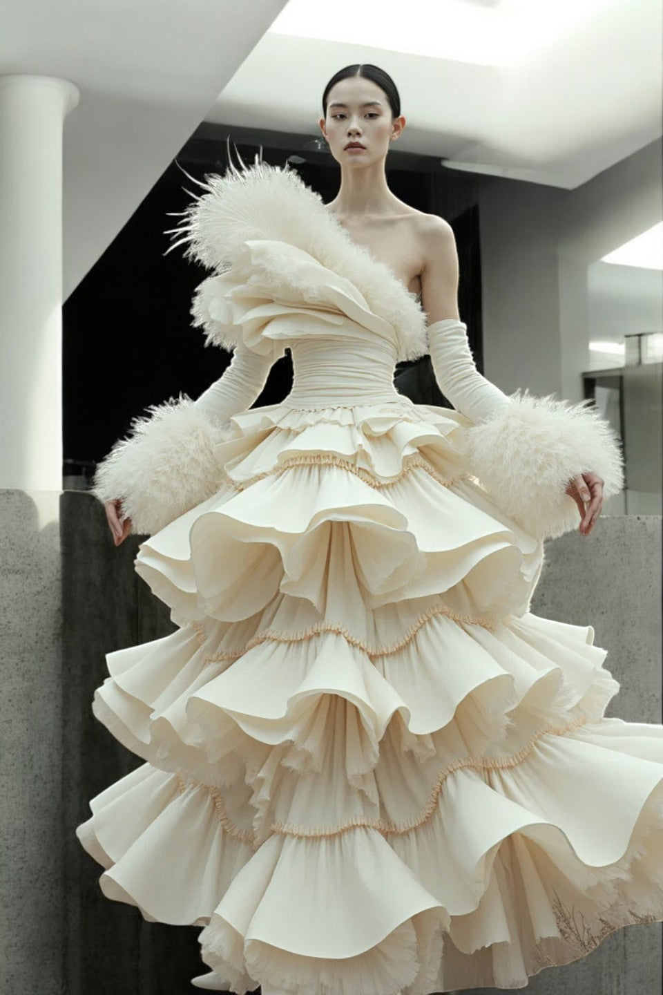 Multi Media Tierred Gown