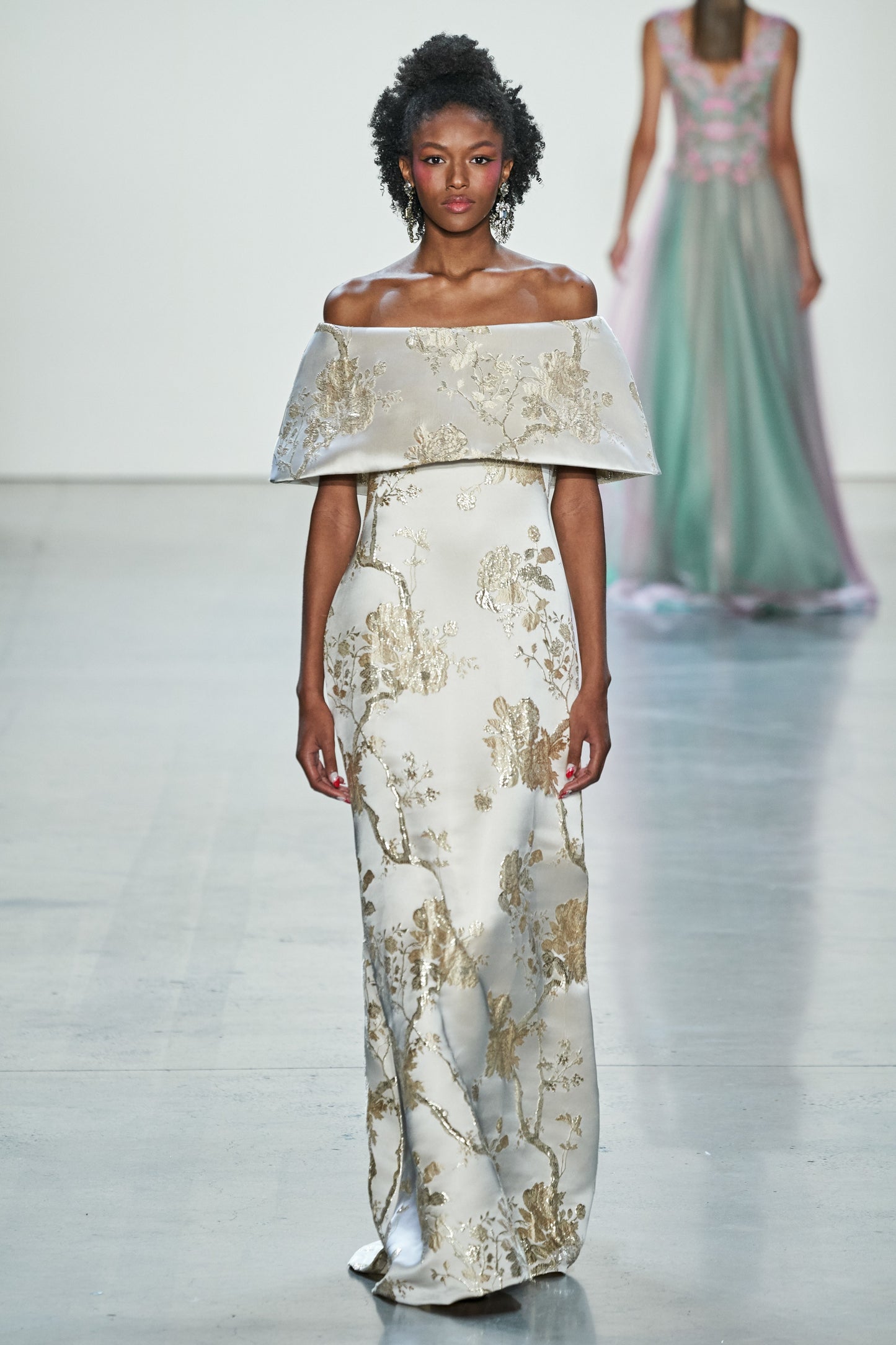 Off the Shoulder Floral Gown