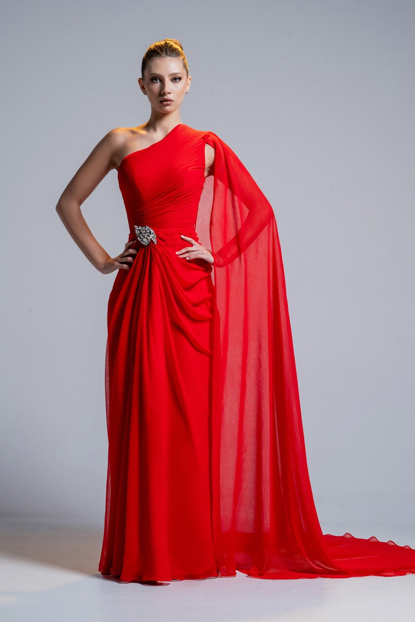 Draped Mousseline Gown