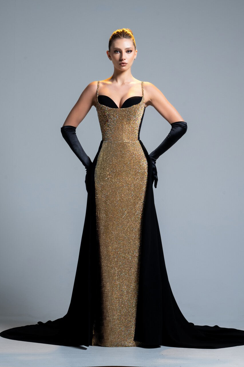 Embroidered Over-Skirt Gown