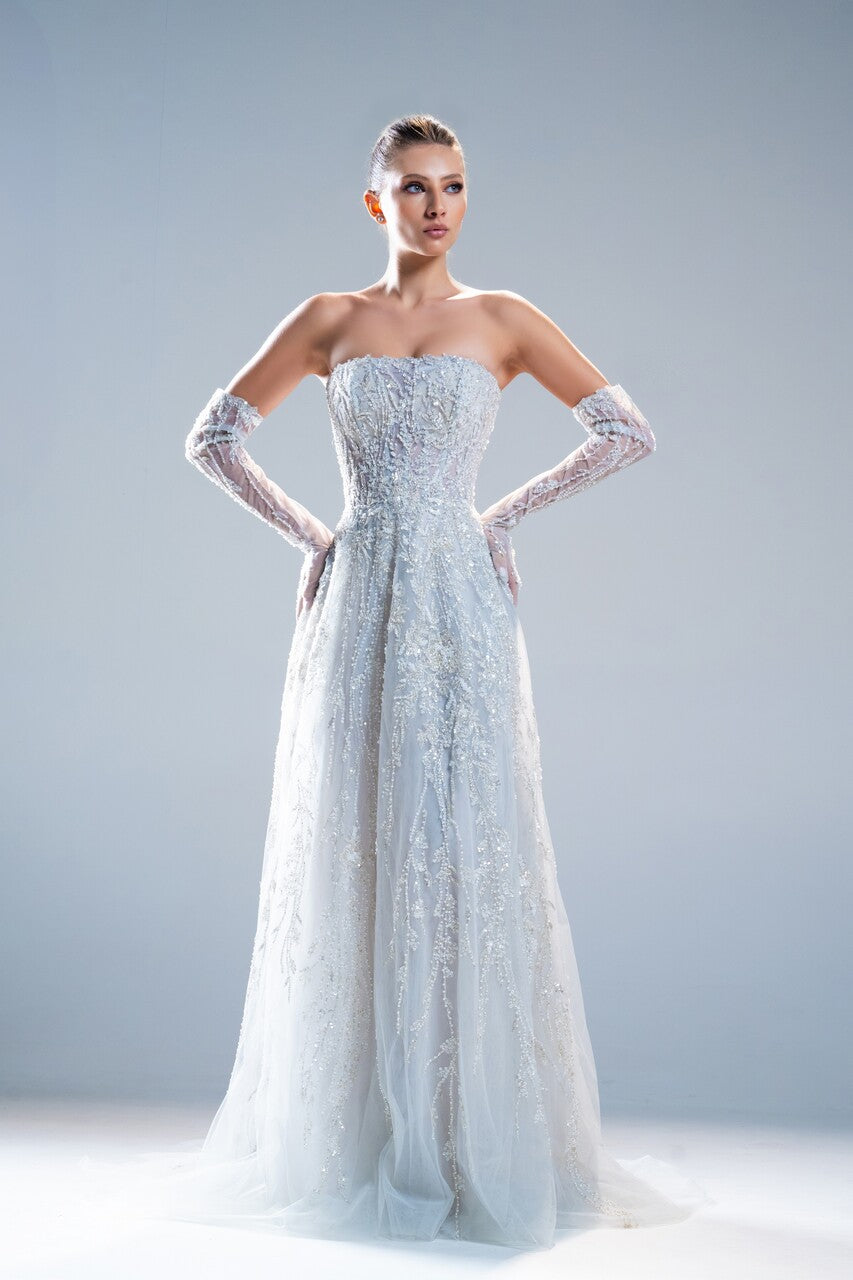 Strapless-Embroidery Gown