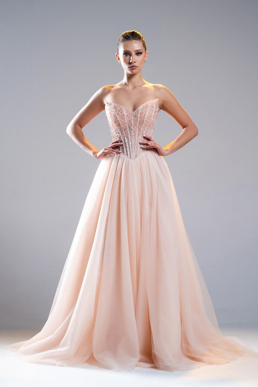 Strapless-Embroidery Ball Gown