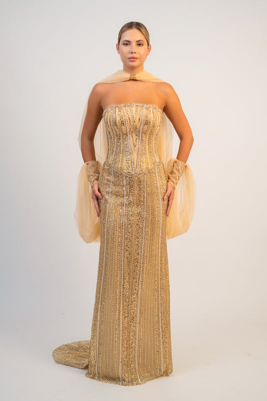 Gold Column Gown