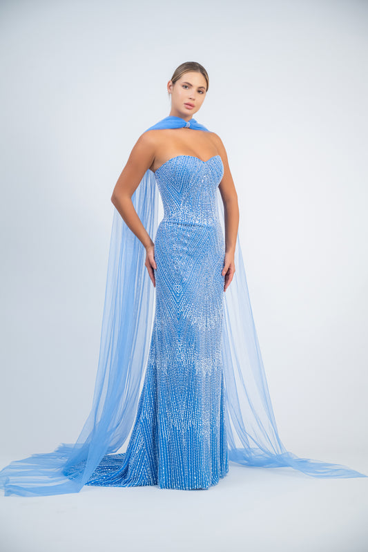 Strapless Sequin Gown