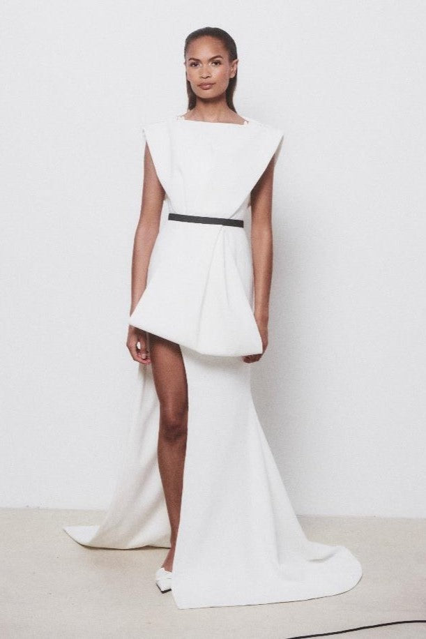 Cap Sleeve Asymmetric Gown