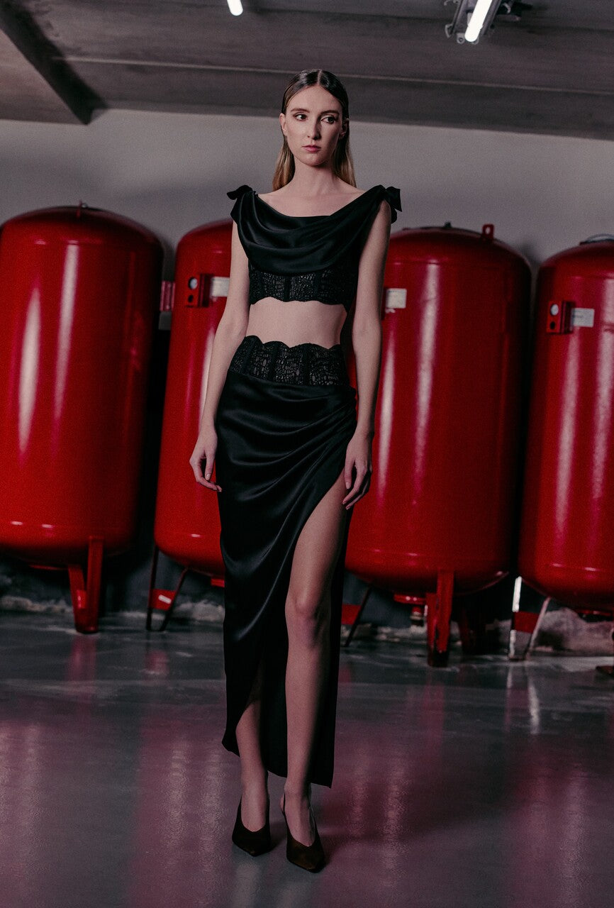 Satin Top with Skirt