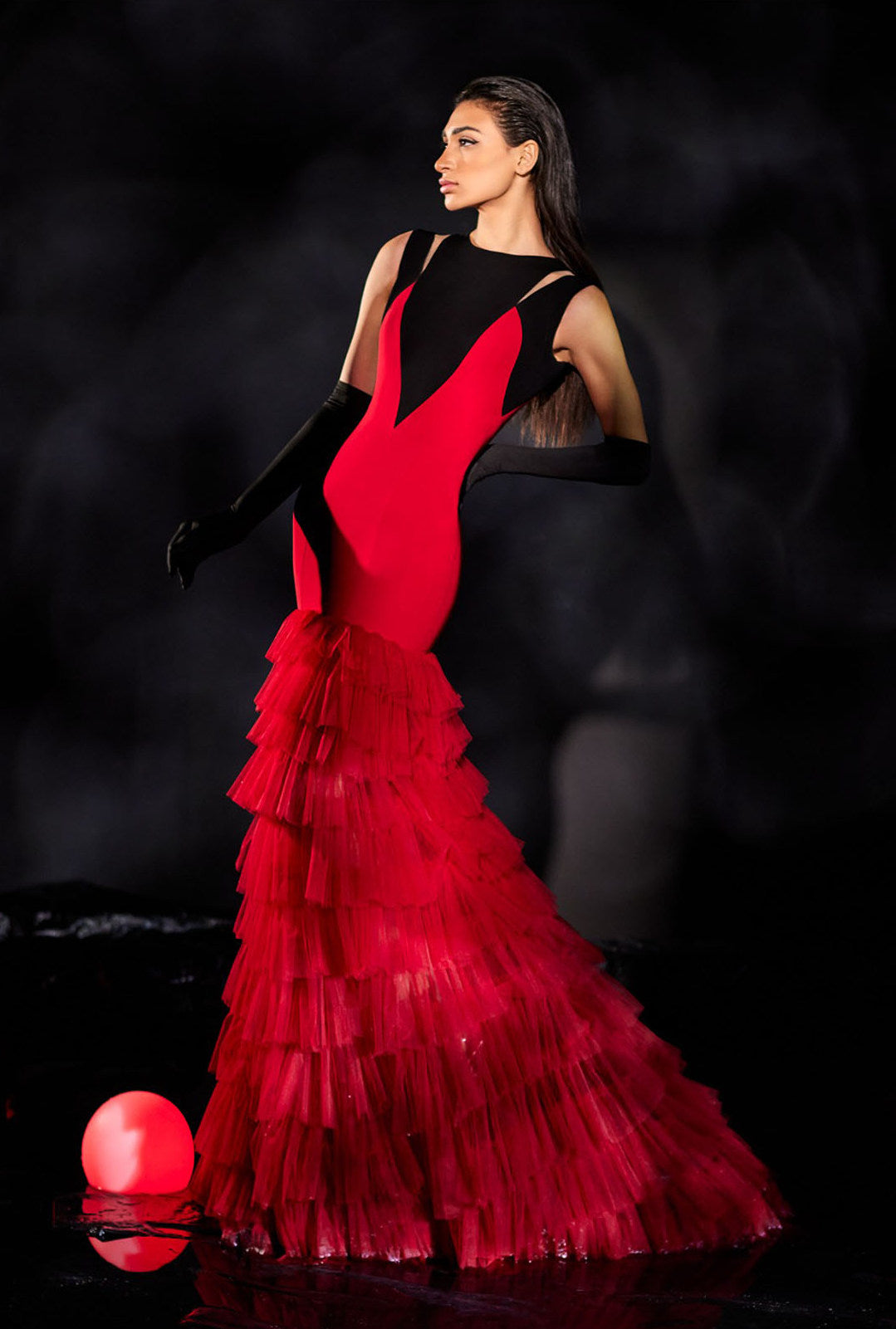 Mermaid Multi-Cut Crepe Gown