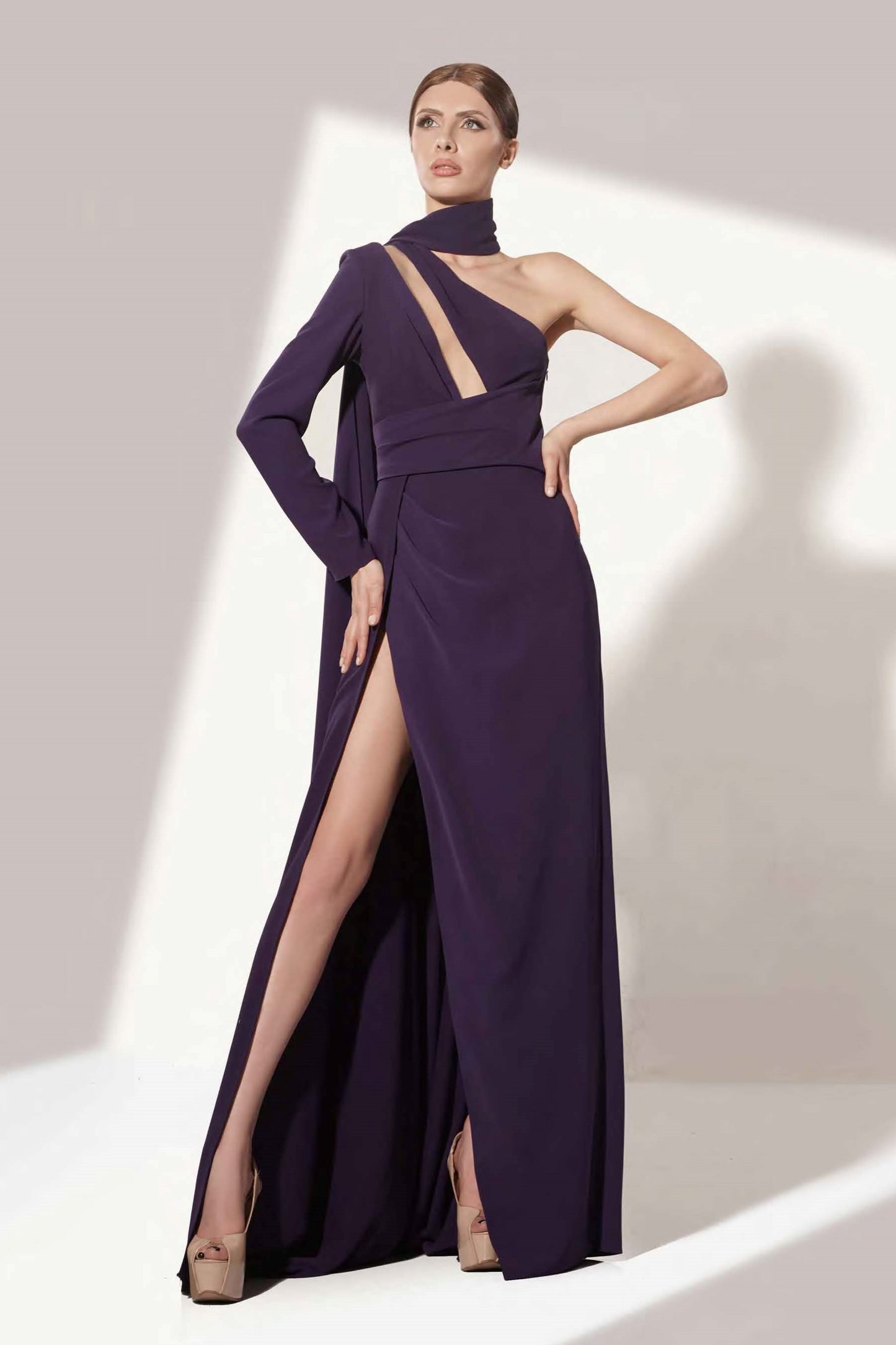 Asymmetrical Purple Gown