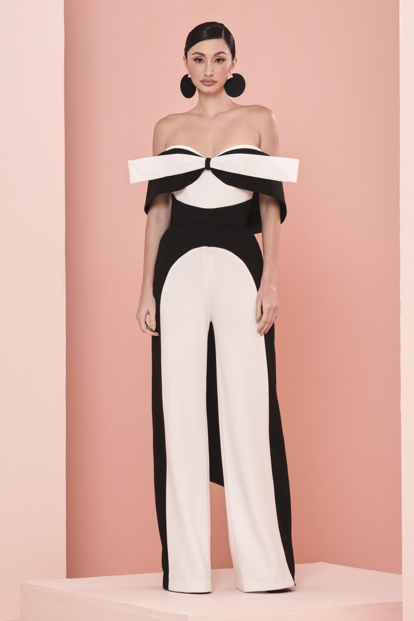 Crepe Jumpsuit with Bow Detail