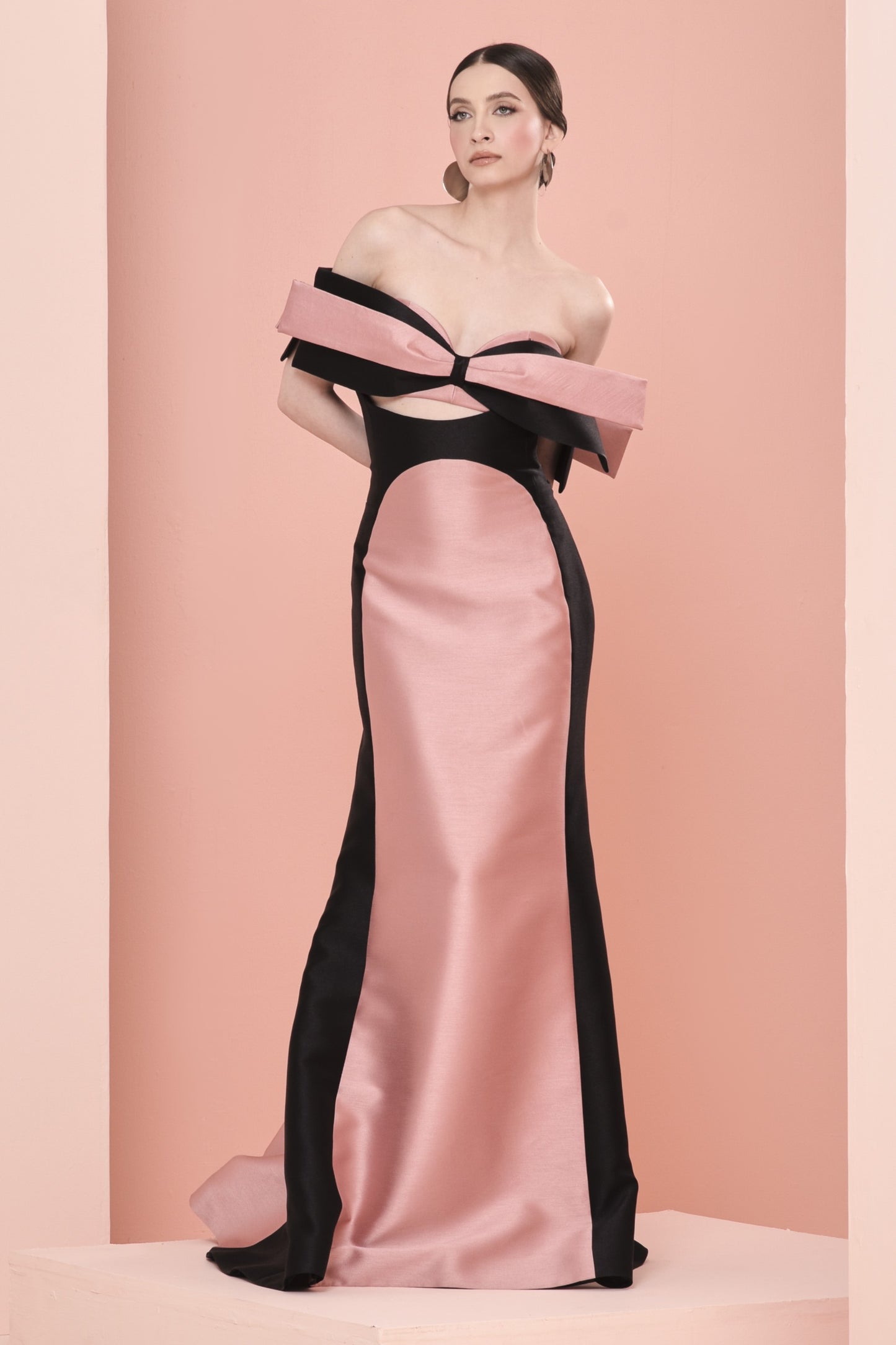 Off the Shoulder Silk Gazar Gown