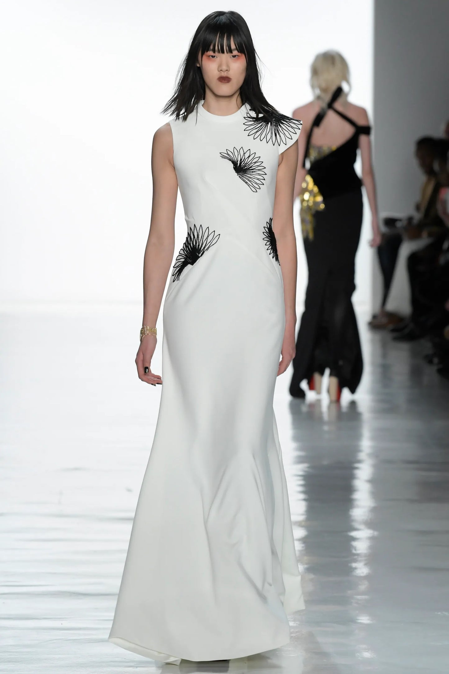 Bugle Bead Crepe Gown