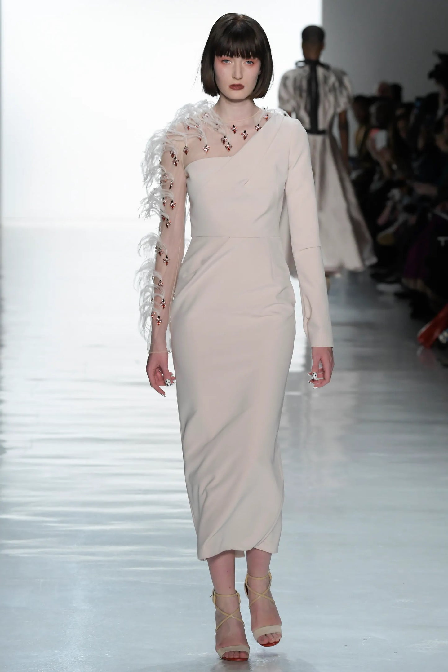 Crystal and Feather Faille Dress