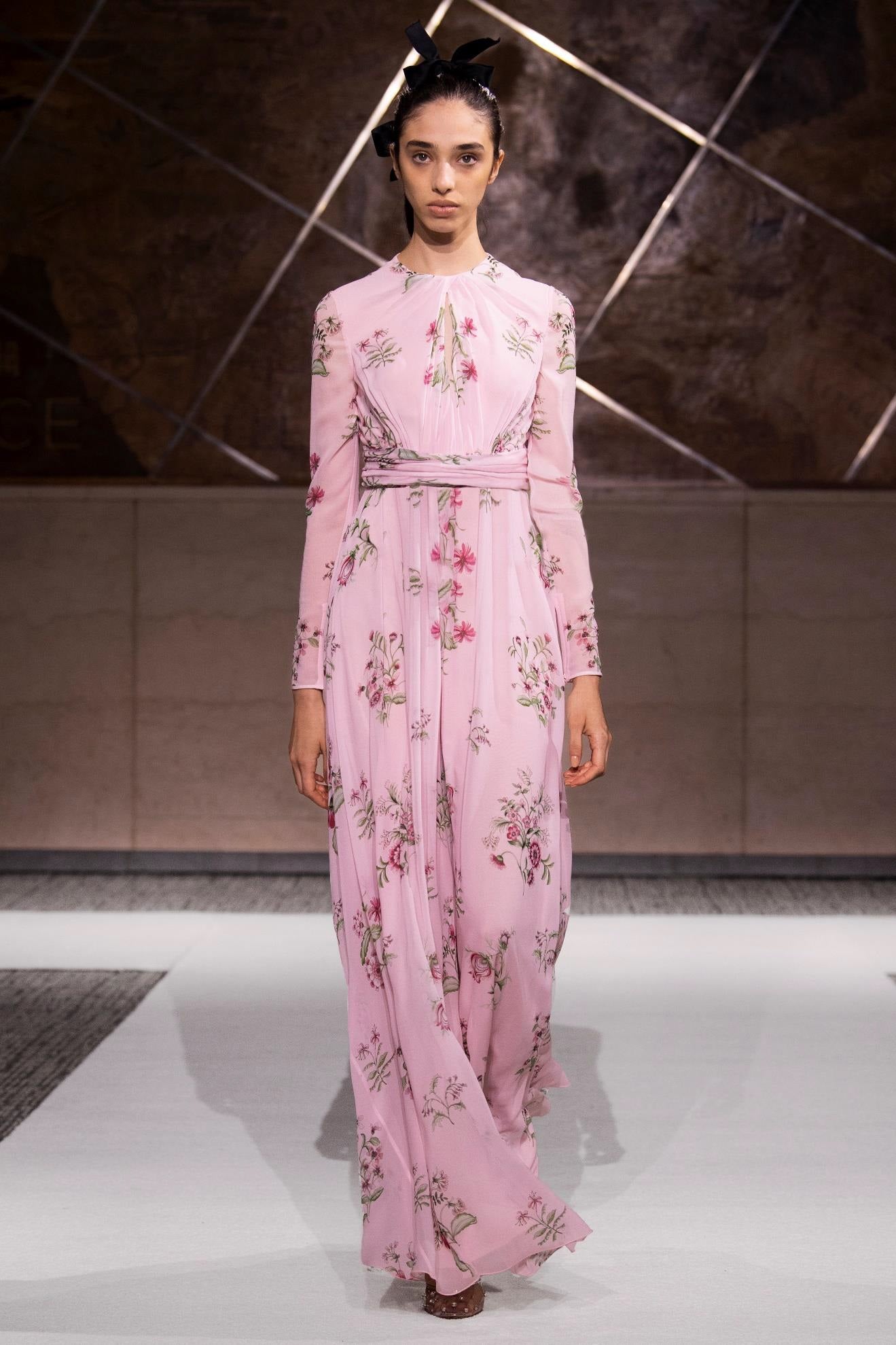 Bow Detail Floral Print Gown