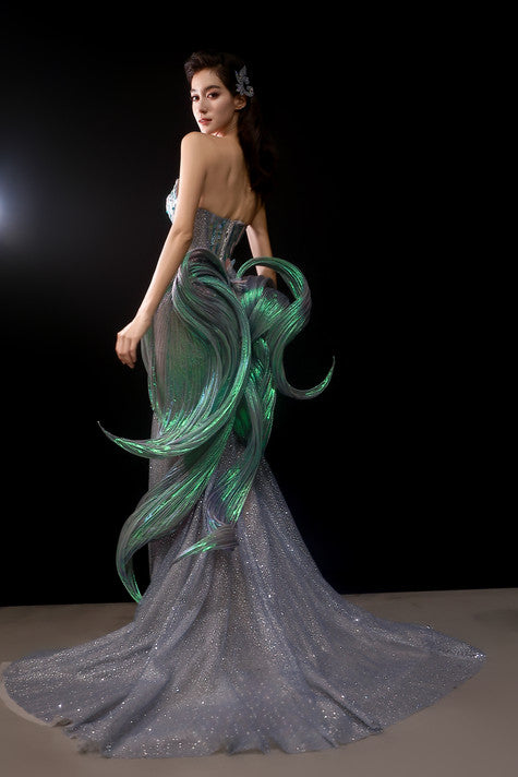 Sculpted Back Strapless Gown