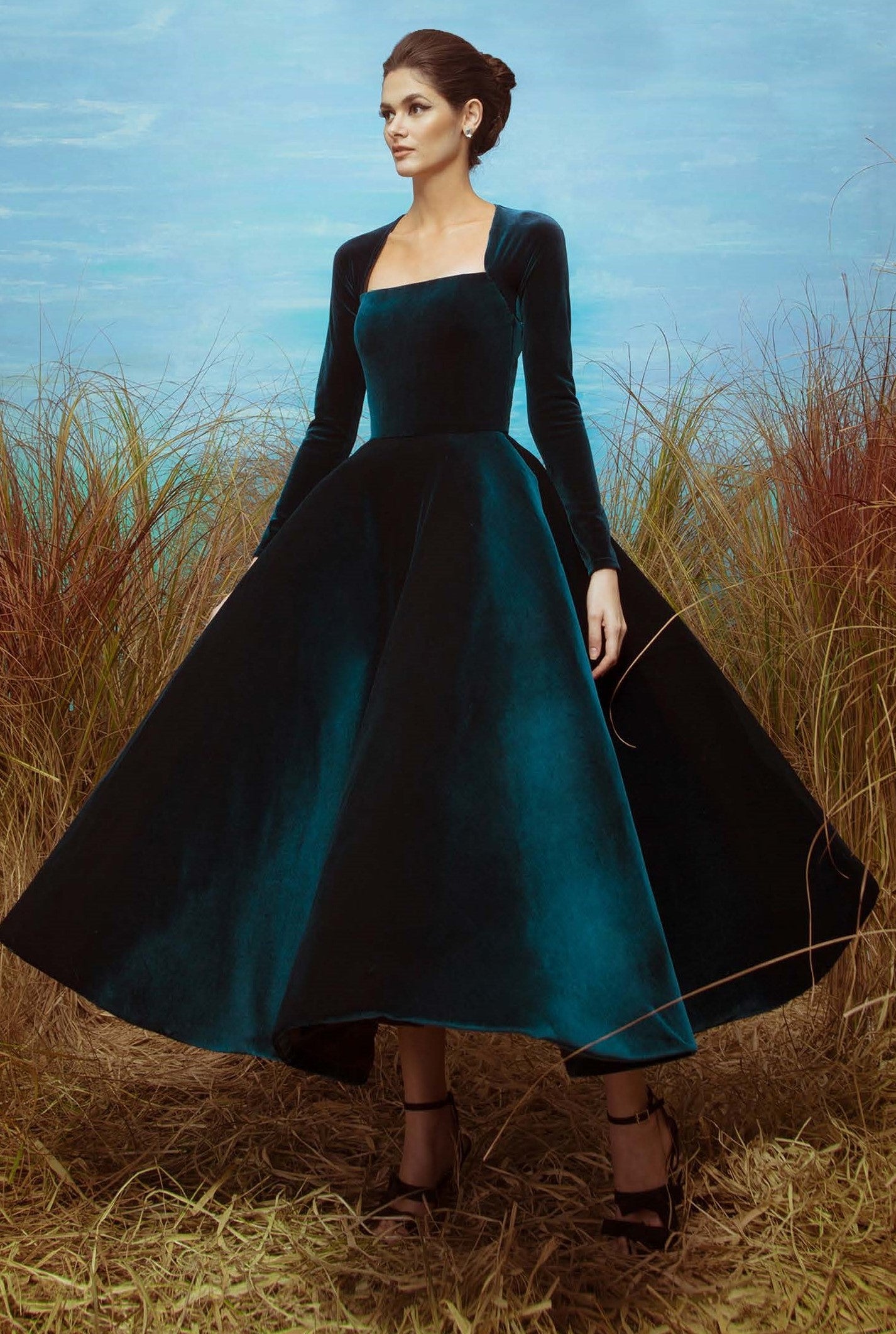 Long Sleeve Velvet  Dress