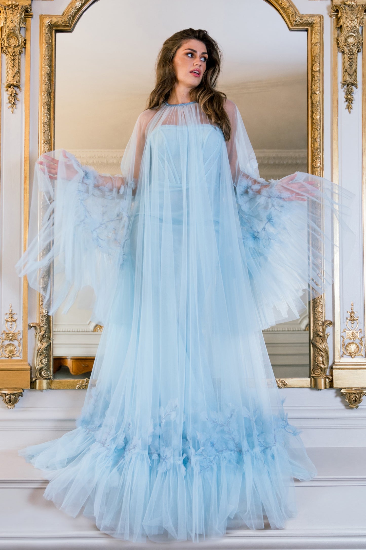 Draped Illusion Gown