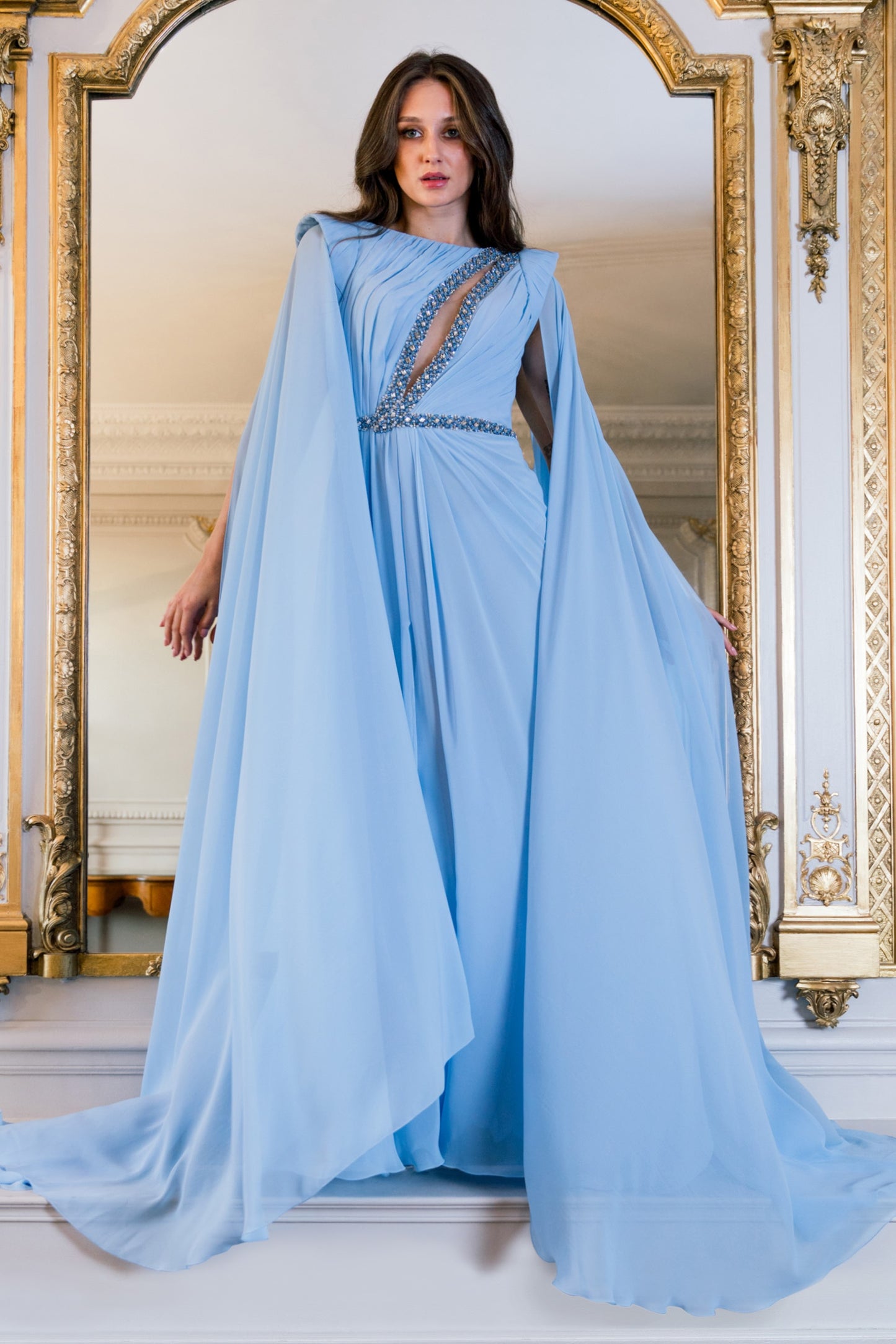 Draped Shoulders Gown